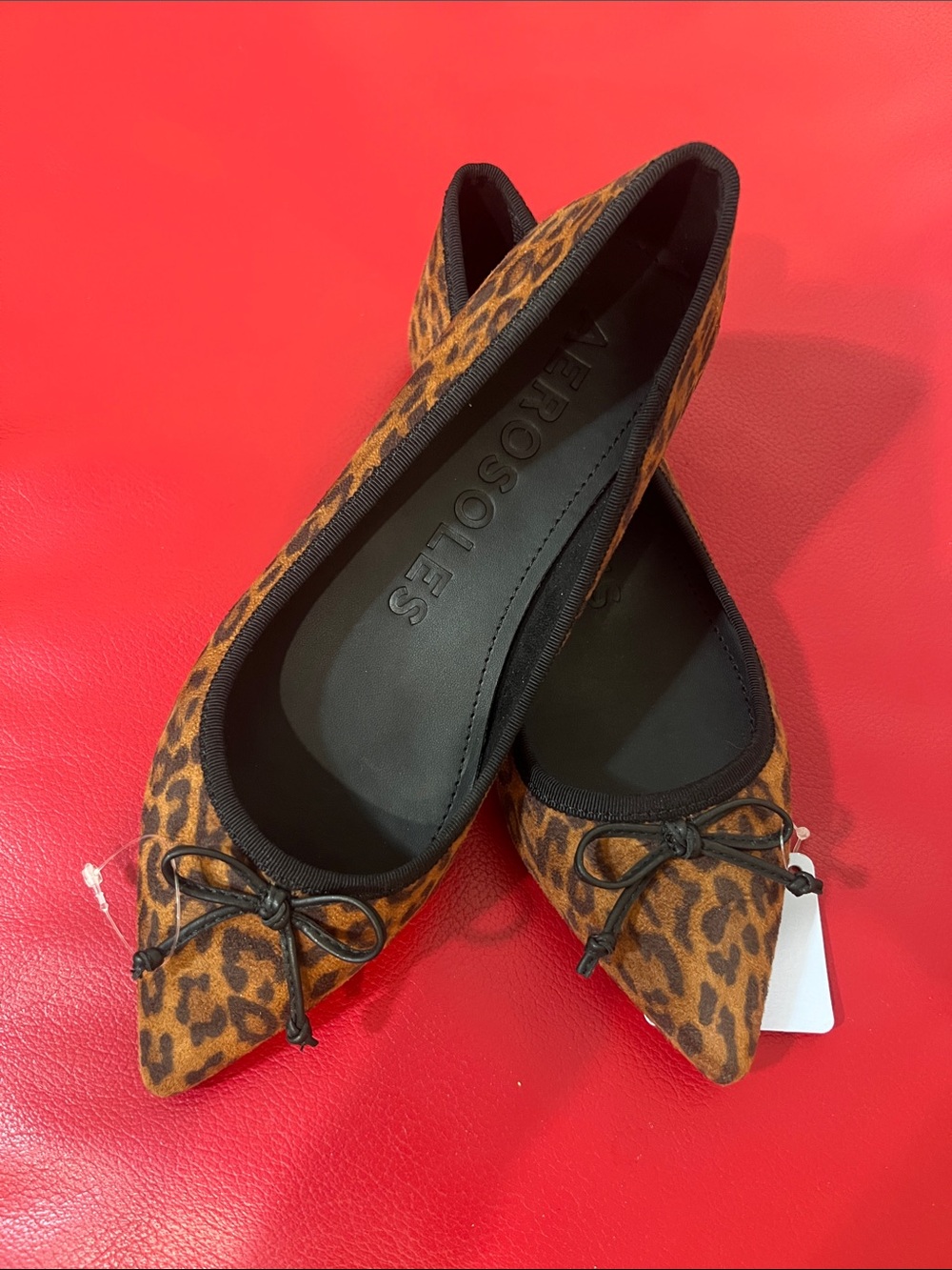 AEROSOLES Dumas Leopard Pointed Toe Bow Ballet Flats - Brown/Black
